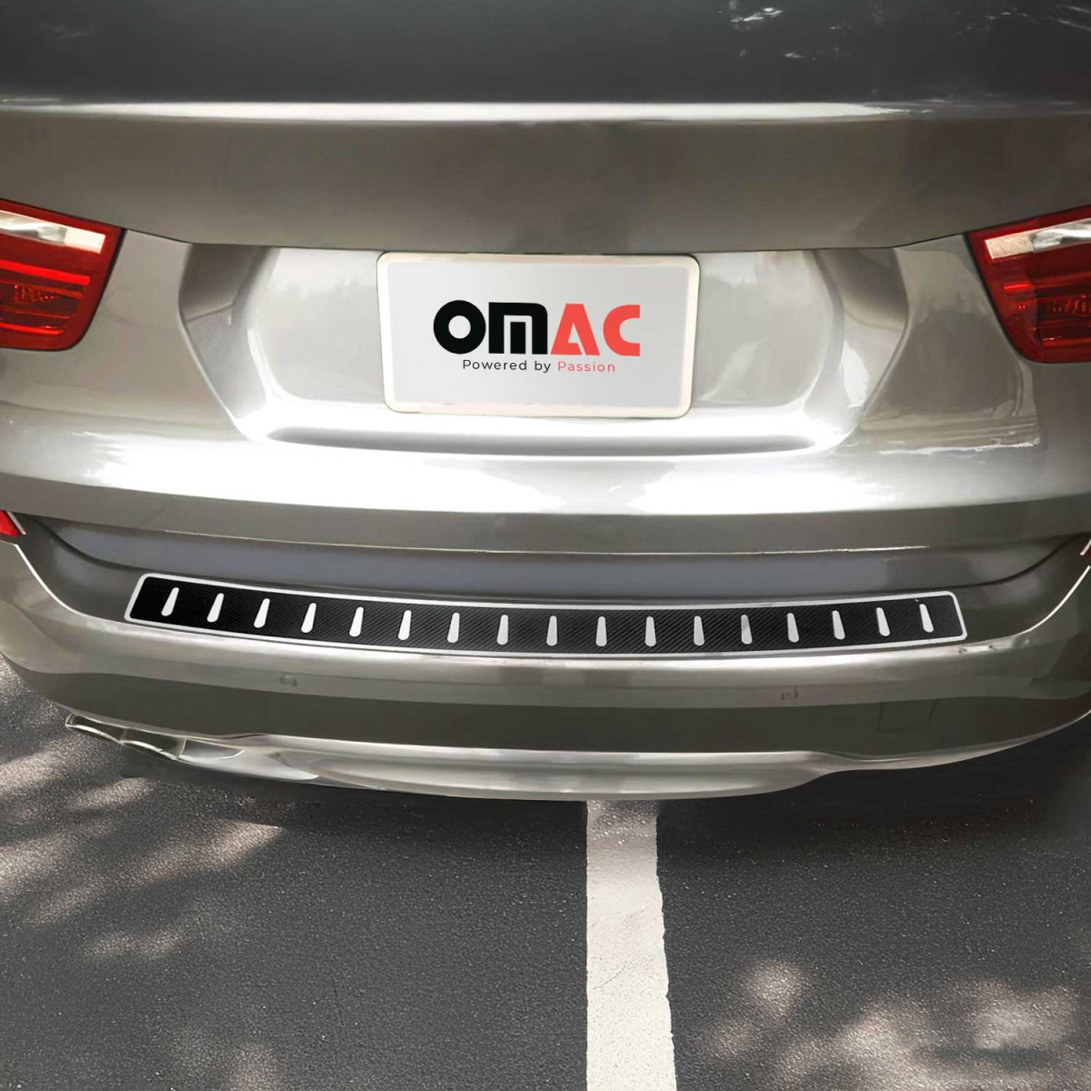 Volkswagen Golf Rear Bumper Sill Cover - Omac - Carbon Foiled - Gloss Silver - '15-'20